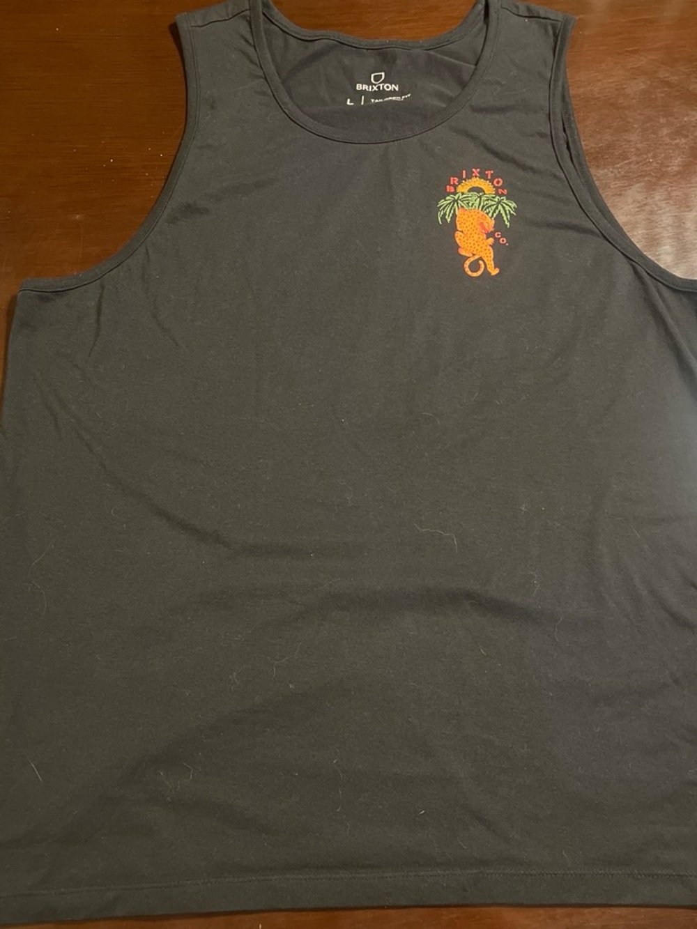 Brixton Black Tank Top with Orange & Green Palm Logo